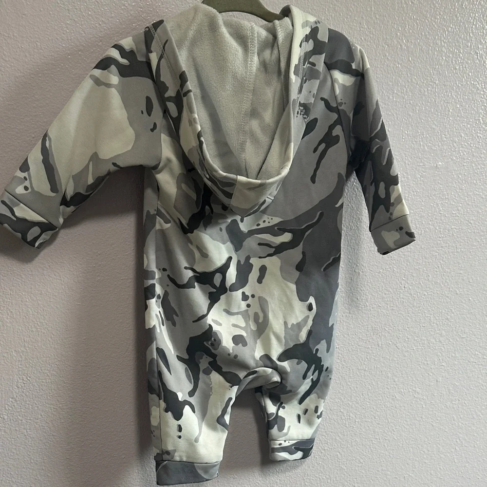 Adidas Black and Gray Camo Infant Hoodie Jumpsuit